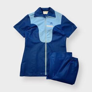Vtg 1973 McDonalds Womens Full Uniform 2-Piece Set, Shirt Pants, Fast Food S 70s